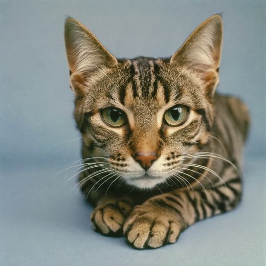 A cat's front paw with neatly trimmed claws
